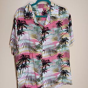 Hawaii Hangover Men's shirt Pink Palm Trees and Ferns Men's M 144322